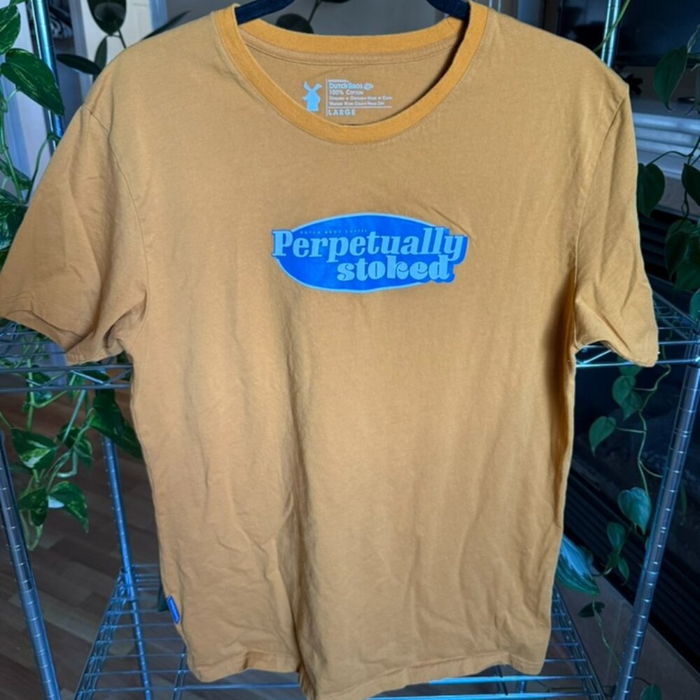 Dutch Bros "Perpetually Stoked" Mustard Tee